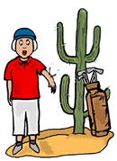 Golfer Beside Cactus