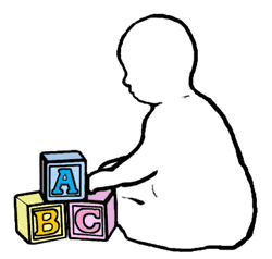 Baby Playing with Blocks Silhouette