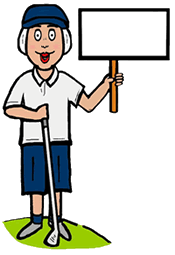 Golfer Holding Sign