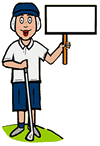 Golfer Holding Sign