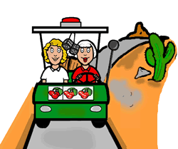 Golfers in Casino Golf Cart