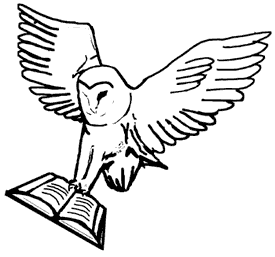 Owl Gripping Open Book in Talons