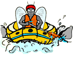 Bug Rafting in Rapid River Clipart