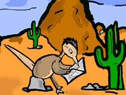 Road Runner Reading Newspaper in Desert