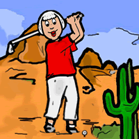 Female Golfer in Desert