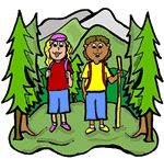 Girls Hiking & Camping in Forest