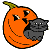 Happy Cat in Pumpkin
