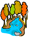 Autumn Trees & River Clipart