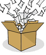 Paper Flying out of Open Box