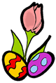 Pink Tulip with Painted Easter Eggs Clipart
