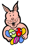 Pink Bunny Holding Painted Easter Eggs Clipart