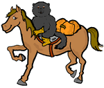Black Cat Riding Horse Clipart
