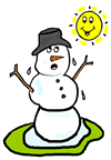 Sun Melting Snowman Clipart