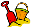 Shovel & Bucket in Sand Clipart