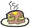Hot Stack of Pancakes with Syrup & Butter Clipart