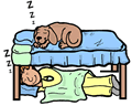 Dog Sleeping on Bed Clipart
