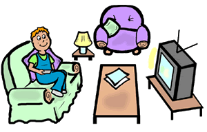 Living Room on Watching Television In Living Room Clipart
