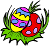 Painted Easter Eggs in Tall Grass Clipart