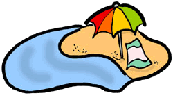 Sandy Beach with Umbrella Clipart