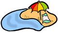 Beach with Umbrella Clipart