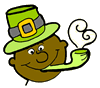 Happy Irish Man with Green Pipe Clipart