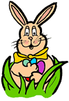 Happy Chubby Bunny Holding Eggs Clipart