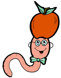 Worm Balancing Apple Clipart