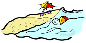 Beach with Umbrella & Ball Clipart