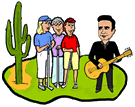 Golfers Listening to Johnny Cash Clipart