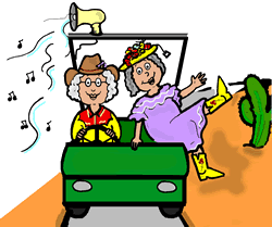 Happy Seniors in Golf Cart 
