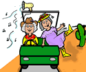 Seniors in Golf Cart Clipart