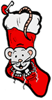 Happy Mouse Poking out of Stocking Clipart