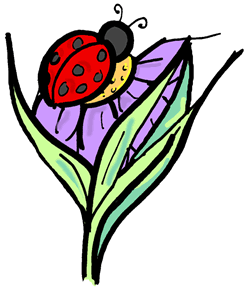 Labybug Sitting on Flower Clipart