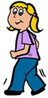 Happy Blond Girl Walking Clipart