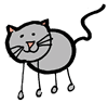 Gray Stick Figure Cat Clipart
