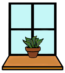 Houseplant on Window Sill Clipart