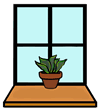 Houseplant in Front of Window Clip Art