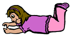 Girl Laying on Stomach & Playing Clip Art