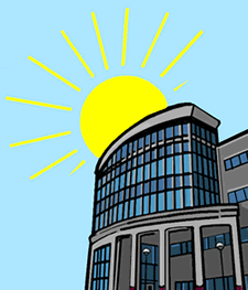 Sun Shining on Buliding Clipart