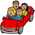 Happy People in Convertible Car Clip Art