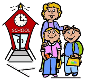 School Children with Parent Hometime Clipart