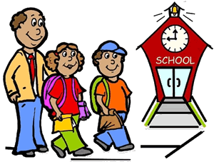 Parent Taking Kids to School Clipart
