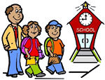 Walking Kids to School Clipart