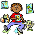 Preschool Girl Coloring with Crayons Clipart