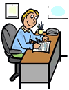 Man at Desk in Office Clipart