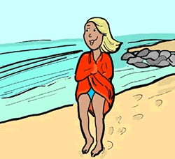 Walking on Beach Clipart