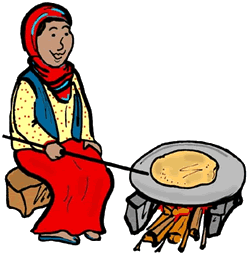 Middle Easten Woman Making Naan Bread Clipart