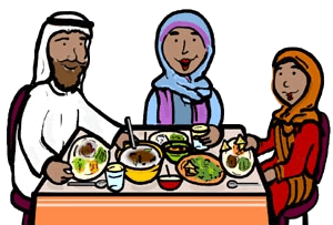 Middle Eastern Family Eating Supper Clipart