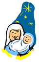Baby Jesus & Mary Under Stars Clip Art