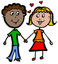 Stick Figure Boy & Girl Holding Hands Clipart